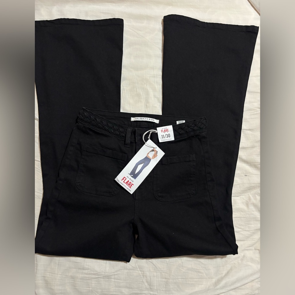 Celebrity Pink Women's Black Flare Jeans